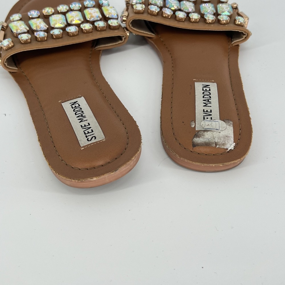 Steve Madden Brown Jeweled Slide Sandals - Picture 2 of 3